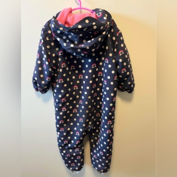 Hatley Navy Rainsuir with Polka Dots and Rainbows - Picture 2 of 3
